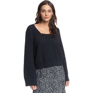 Roxy Womens Birdy Day Sweater Navy Medium NEW